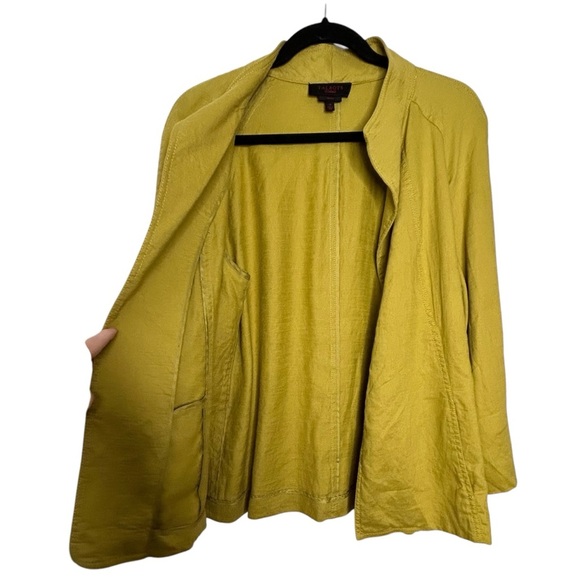 Talbots Collection Green Linen Blend 3/4 Length Sleeves Open Style Jacket Sz 14 - Picture 3 of 8